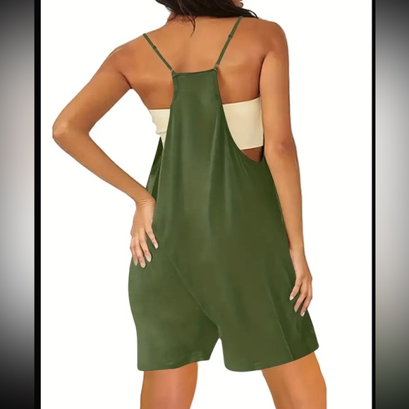 ARMY GREEN Cami Shorts Romper - Picture 2 of 5